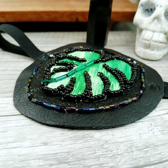 Embroidery Monstera Leaf Eye Patch, Adjustable Vision Ocular Costume Accessory - Picture 5 of 5